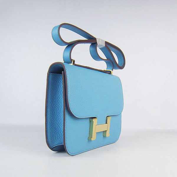 7A Hermes Oxhide Leather Message Bag Blue H017 - Click Image to Close